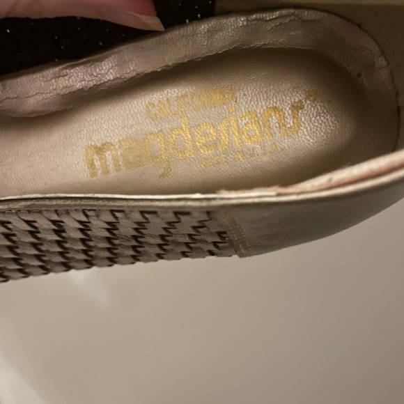 California Magdesians Loafers Golden Metallic Woven Shoes Tassles Leather - Picture 4 of 7